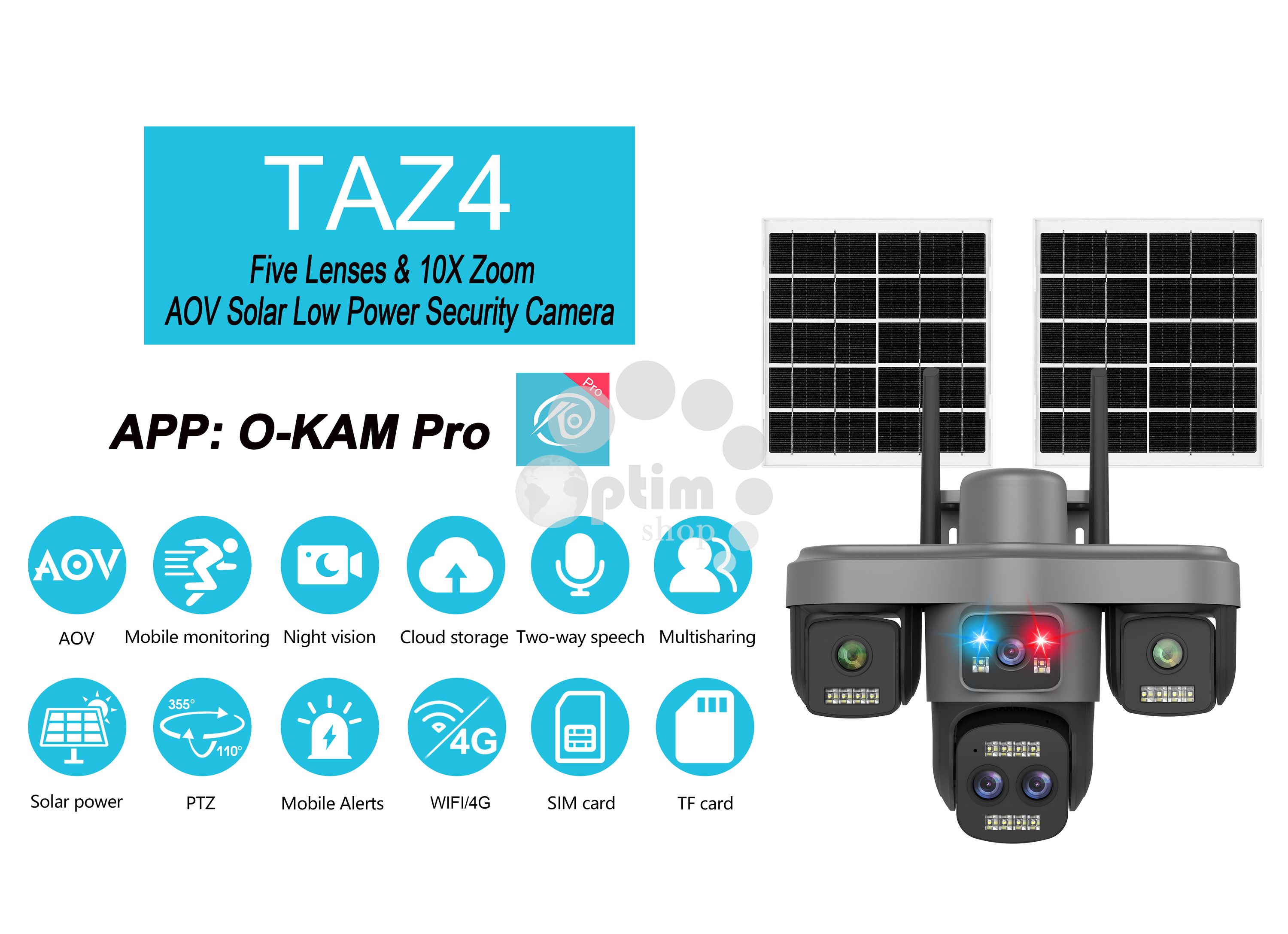 Камера видеонаблюдения TAZ4-4G 10XZOOM, склад Китай